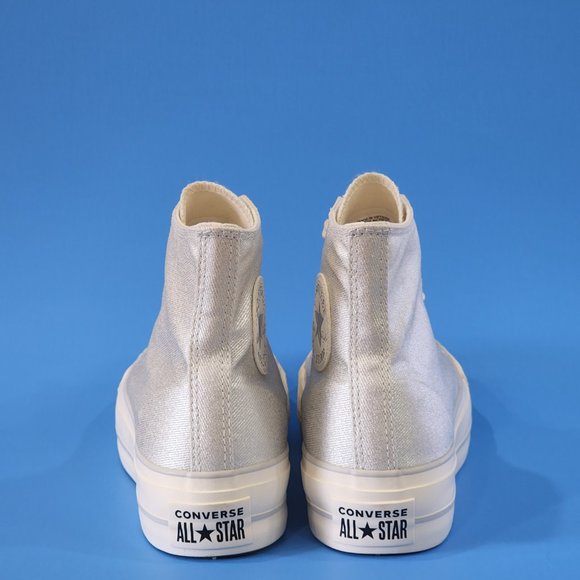 Converse CTAS Lift Metallic Silver Cream Women's Platform Sneakers 571082C NWT - Picture 5 of 6